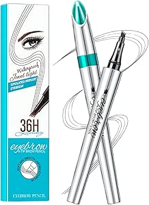 قلم حواجب سائل بلون بني داكن من لانوب، قلم حواجب ثلاثي الابعاد، 4 شوكات سريع الجفاف ومقاوم للماء، قلم حواجب للنساء والرجال والبنات والاولاد (4 دي