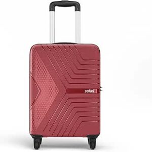سفاري كابينة سفر صلبة من زينو مقاس 55 سم - مصنوعة من مادة البولي بروبيلين بنسبة 100% | قفل مركب ثابت | 4 عجلات دوارة 360 درجة | مقبض تلسكوبي - نبيتي، أحمر