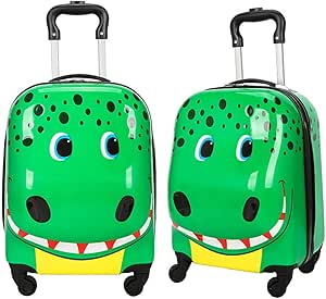 شنطة سفر لطيفة للاطفال بعجلات مقاس 18 انش بتصميم كرتوني مع اقفال بهيكل صلب مقاوم للماء والسرقة تمساح أزرق 1 من يو بي، من يو بي بي