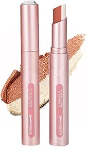 قلم ظلال عيون كريمي 2 في 1 من لاستروس تويست، قلم ظلال عيون كريمي بالوان مزدوجة، قلم ظلال عيون لامع غير لامع مقاوم للماء (06# روز جولد)