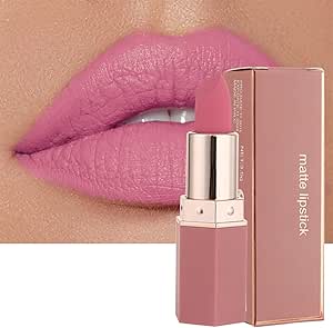 ميتريند احمر شفاه مات يدوم طويلا ومقاوم للماء والعرق بلون نود طبيعي ومرطب عالي الاصباغ بملمس مخملي ناعم، هدية مكياج (02# باربي بينك)، عبوة من قطعة واحدة
