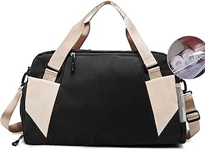 لازات شيف شنطة رياضية للرجال، شنطة رياضية جافة ورطبة، شنطة يد، شنطة يد رياضية للسفر وممارسة الرياضة في الهواء الطلق للنساء والرجال، شنطة تدريب اللياقة البدنية مع جيب للاحذية (اللون: اسود)