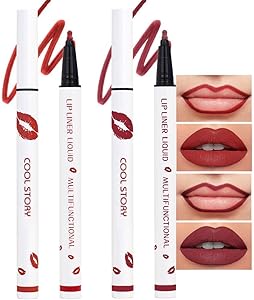 قلم تحديد شفاه احمر داكن مات من قطعتين سائل وقلم ملمع يدوم طويلا ومقاوم للماء لمدة 24 ساعة للنساء تينتا بارا لابيوس لابياليس ميت 01+06