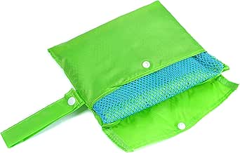 حقيبة الشاطئ الشبكية من أوب، حقيبة الظهر، حقيبة حمل للشاطئ، حقيبة تخزين بسيطة وخفيفة الوزن قابلة للطي مع قاعدة شبكية لن تحمل الرمل أو الماء للسفر والنزهات