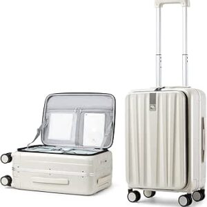 هانكي شنطة امتعة بعجلات وفتحة امامية سفر دوارة مقاس 20 انش و24 باطار الومنيوم تي اس ايه مدمج من البولي كربونات والبولي