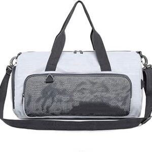 شنطة رياضية صغيرة لصالة الالعاب الرياضية للرجال والنساء، شنطة دفل للسفر والتمارين الرياضية مع جيب للاحذية وجيب مبلل، شنط سفر، رمادي