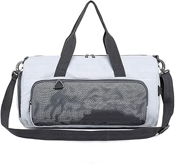 شنطة رياضية صغيرة لصالة الالعاب الرياضية للرجال والنساء، شنطة دفل للسفر والتمارين الرياضية مع جيب للاحذية وجيب مبلل، شنط سفر، رمادي