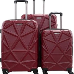 عربة امتعة خفيفة الوزن وجوانب صلبة من مادة ABS مكونة من 3 قطع، من بارا جون، أكريلونيتريل بوتادين ستايرين (ABS)، بورغندي