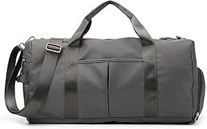 شنطة دفل رياضية للسفر وصالة الالعاب الرياضية مع جيب رطب وحجرة للاحذية، شنطة امتعة مقاومة للماء وقابلة للتعبئة، شنطة دفل لعطلة نهاية الاسبوع للنساء والرجال لون كحلي رمادي 20 35 لتر