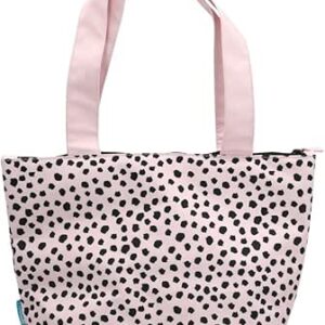 سماش شنطة يد كبيرة توت خفيفة الوزن بطبعة منقطة وسوستة للاغلاق من ميامي، بينك واسود