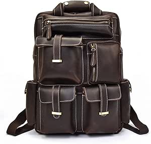 RANRANJJ حقائب الظهر الجلدية ، حقائب الظهر المحمولة 14 بوصة ، حقائب اليد للرجال كتف كتف و كيس لون الجعة رأس والنساء، لون واحد