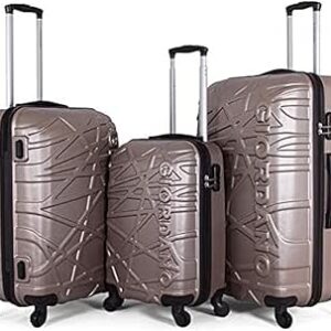 جيوردانو طقم حقائب سفر بعجلات 3 قطع مع 4 عجلات شامبين 170892 بولي كربونات PC