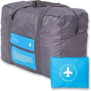 شنط سفر من النايلون المقاوم للماء للنساء والرجال بسعة كبيرة قابلة للطي لتنظيم شنط الامتعة للبنات في عطلة نهاية الاسبوع, أزرق، البوليستر