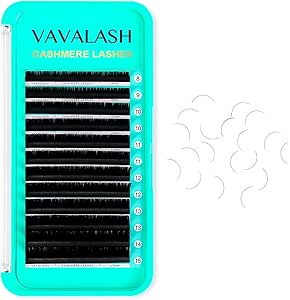 فافلاش رموش كشمير 0.03/0.05/0.07/0.15 وصلات رموش فاخرة لتكثيف الرموش 8-20 ملم، رموش حريرية فردية ناعمة فائقة اللمعة بلون اسود مات (0.15-C-8-15 ملم)