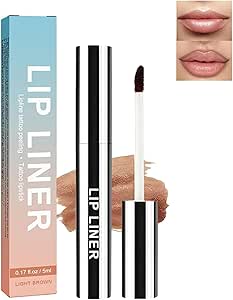 قلم تحديد شفاه قابل للازالة، محدد شفاه قابل للازالة، محدد شفاه، محدد شفاه مقاوم للماء، محدد شفاه قابل للتقشير، لتحديد شكل الفم (بني فاتح، S)