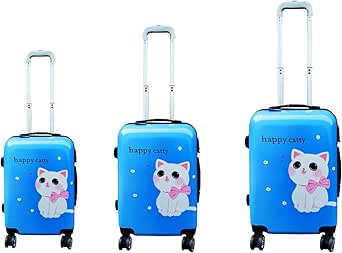 شنط سفر 3 قطع من ار اند اف - ابيض - RF-006، أكريلونيتريل بوتادين ستايرين (ABS)