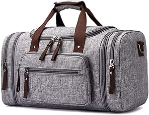 حقيبة سفر رجالي من XORS كاجوال من القماش الخشن للرجال حقيبة ظهر رياضية في صالة الألعاب الرياضية الليلية في عطلة نهاية الأسبوع حقيبة رياضية ليلية للأمتعة الرياضية (اللون: بني) (اللون: رمادي)