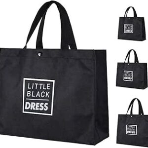 كول بيبي (3 قطع) حقيبة تسوق صديقة للبيئة بسعة كبيرة مقاومة للماء من قماش اكسفورد، حقيبة بقالة قابلة للطي للتخزين بكتف واحد، حقيبة تسوق للسوبر ماركت، اسود، عصرية