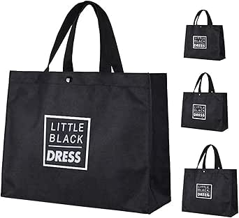 كول بيبي (3 قطع) حقيبة تسوق صديقة للبيئة بسعة كبيرة مقاومة للماء من قماش اكسفورد، حقيبة بقالة قابلة للطي للتخزين بكتف واحد، حقيبة تسوق للسوبر ماركت، اسود، عصرية