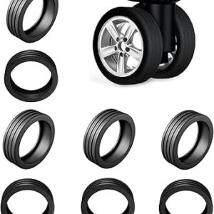 غطاء واقي صامت لعجلات الأمتعة 8 قطع من السيليكون لعجلات الامتعة ممتص للصدمات لشنط اليد من ايشوجو، أسود