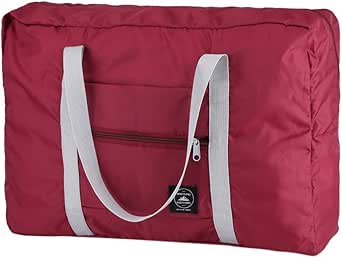 شنطة سفر قابلة للطي، شنطة يد للسفر، خفيفة الوزن ومقاومة للماء، شنطة تخزين قابلة للطي، شنطة سفر لليلة واحدة للنساء والفتيات (احمر)