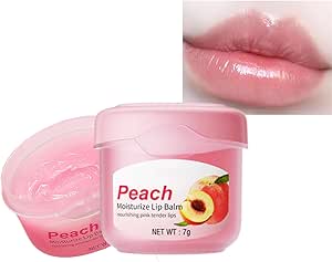 قناع شفاه - للعناية بالشفاه طوال الليل - مرطب شفاه مرطب - يحسن تغذية الشفاه الجافة المتشققة - يقلل من الخطوط الدقيقة والعناية بالشفاه (خوخ)