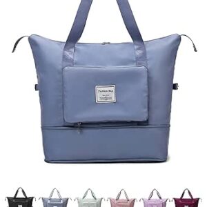 كول بيبي شنطة دفل مطورة قابلة للطي بسعة كبيرة، شنطة سفر قابلة للطي، شنطة سفر محمولة، خفيفة الوزن، مقاومة للماء، قماش اكسفورد للرياضة وصالة الالعاب الرياضية والعطلات, ميستي بلو, عصري