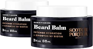 سكوتش بورتر عبوة من قطعتين من بلسم اللحية المرطب - تنعيم وتشكيل وترطيب وتنعيم الشعر الخشن والجاف مع تشجيع النمو للحصول على لحية اكثر اكتمالا وصحة - رائحة اصلية، عبوتان 3 اونصة