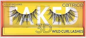 كاتريس رموش صناعية وايلد كيرل ثلاثية الابعاد من فيكيد، رموش صناعية تدوم طويلا، نباتية بدون جزيئات بلاستيكية دقيقة، خالية من الجسيمات النانوية، بدون عطور، عبوة من قطعة واحدة (زوج واحد)