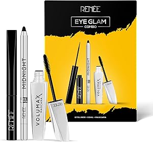 ريني عبوة ثلاثية من اي جلام - تتضمن قلم تحديد العين السائل اكستريم ستاي وماسكارا فوليوم وقلم كحل ميدنايت كاجال - لون كثيف مقاوم للتلطخ والماء ويدوم طوال اليوم - خالي من البارابين - اسود