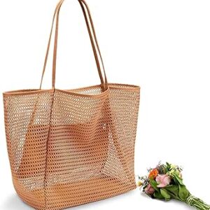 شنطة كتف واحدة شبكية للشاطئ من اودلوزي، شنطة يد كاجوال للنساء قابلة للطي بسعة 23 لتر، شنطة يد وحمام السباحة