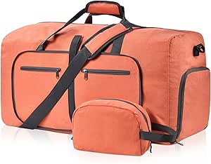 حقيبة Felipe Varela Duffle مع حجرة حذاء وحزام قابل للتعديل، حقائب سفر قابلة للطي للرجال والنساء، حقائب دفل مقاومة للماء, اي اورانج, 40L