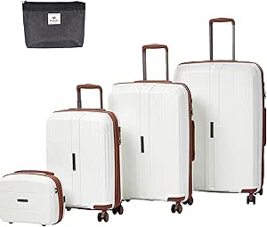 سونادا مجموعة شنط سفر غير قابلة للكسر من 4 قطع، شنطة قابلة للتوسيع مع سحاب مزدوج مضاد للسرقة، 4 عجلات مزدوجة، خفيفة الوزن ومتينة للسفر (ابيض)، بولي بروبيلين (PP)