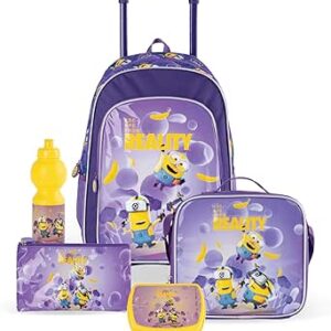 تروكير مجموعة صندوق بعجلات 5 في 1 بتصميم مينيونز اسكيب فروم رياليتي للاطفال من الجنسين، مقاس 18 انش، ازرق, أزرق, M, كلاسيكي، نايلون بوليستر بولي فينيل كلوريد