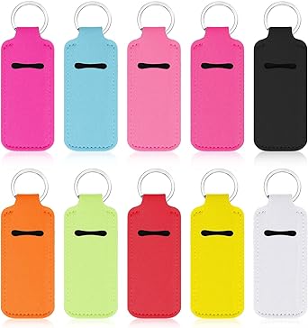 سلسلة مفاتيح حامل احمر الشفاه بلون سادة، 10 قطع من حامل مرطب الشفاه بلون واحد، حامل ملمع الشفاه الملون، قلادة سلسلة مفاتيح، سلسلة مفاتيح بمشبك احمر الشفاه للنساء والفتيات، 10 الوان، من موزايت لينس