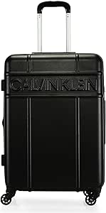 شنطة سفر بعجلات دوارة بجوانب صلبة من كونترول مصنوعة مادة ABS خفيفة الوزن للغاية 4 عجلات مزدوجة لون اسود 24 انش كالفن كلاين أكريلونيتريل بوتادين ستايرين