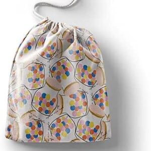 بوناميزون شنطة منتجات قطنية مطبوعة مع رباط، شنطة بقالة قابلة لاعادة الاستخدام، اكياس صديقة للبيئة وقابلة للتحلل البيولوجي، شنطة سفر، شنط تسوق، صديقة للبيئة، قابلة للطي، المقاس: 20×30 سم، قماش