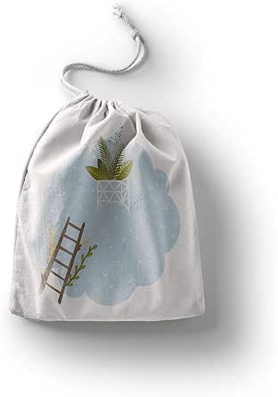 بوناميزون شنطة منتجات قطنية مطبوعة مع رباط، شنطة بقالة قابلة لاعادة الاستخدام، اكياس صديقة للبيئة وقابلة للتحلل البيولوجي، شنطة سفر، شنط تسوق، صديقة للبيئة، قابلة للطي، المقاس: 20×30 سم