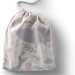 بوناميزون شنطة منتجات قطنية مطبوعة مع رباط، شنطة بقالة قابلة لاعادة الاستخدام، اكياس صديقة للبيئة وقابلة للتحلل البيولوجي، شنطة سفر، شنط تسوق، صديقة للبيئة، قابلة للطي، المقاس: 12×15 سم، قماش