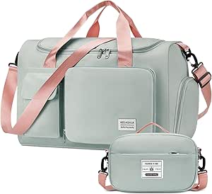 شنطة رياضية لصالة الالعاب الرياضية مع جيب للاحذية، شنطة دفل للسفر وعطلة نهاية الاسبوع للنساء، اخضر