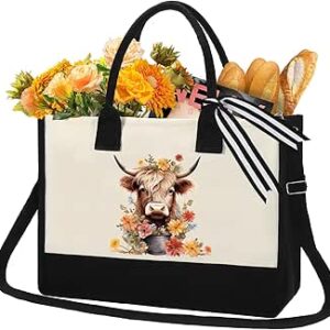 انكو شنطة يد كبيرة توت قماشية قابلة لاعادة الاستخدام مخصصة للنساء والفتيات للسفر والتسوق والشاطئ من هايلاند