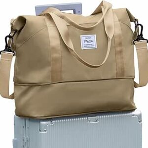 شنطة رياضية كبيرة بجيب للرجال والنساء، شنطة دفل مبللة بجيب للسفر والطائرة رايان اير مقاس 45 × 36 × 20، شنطة ايزي جيت لعطلة نهاية الاسبوع والشاطئ والسباحة واليوغا