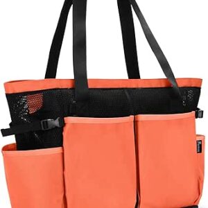 فاسروم شنطة شاطئ شبكية مع سحاب، شنطة كبيرة جدا للشاطئ او رحلة حمام السباحة، برتقالي