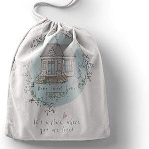 بوناميزون شنطة منتجات قطنية مطبوعة مع رباط، شنطة بقالة قابلة لاعادة الاستخدام، اكياس صديقة للبيئة وقابلة للتحلل البيولوجي، شنطة سفر، شنط تسوق، صديقة للبيئة، قابلة للطي، المقاس: 12×15 سم، قماش