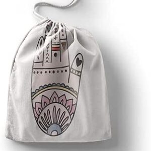 بوناميزون شنطة منتجات قطنية مطبوعة مع رباط، شنطة بقالة قابلة لاعادة الاستخدام، اكياس صديقة للبيئة وقابلة للتحلل البيولوجي، شنطة سفر، شنط تسوق، صديقة للبيئة، قابلة للطي، المقاس: 12×15 سم، قماش