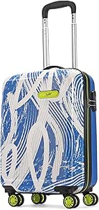 سكاي باجز شنطة سفر صلبة من ستروك كابين (55 سم) | عربة امتعة مطبوعة مع 8 عجلات وقفل مدمج | للجنسين، ازرق وابيض، S، شنطة سفر مركزية صلبة بعجلات دوارة، أكريلونيتريل بوتادين ستايرين (ABS)