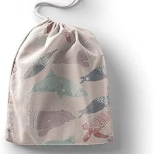 بوناميزون شنطة منتجات قطنية مطبوعة مع رباط، شنطة بقالة قابلة لاعادة الاستخدام، اكياس صديقة للبيئة وقابلة للتحلل البيولوجي، شنطة سفر، شنط تسوق، صديقة للبيئة، قابلة للطي، المقاس: 12×15 سم، قماش