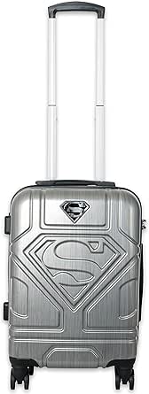 حقيبة سفر منقوشة بشعار باتمان / سوبرمان | خفيفة الوزن من البولي كربونات مع عجلات دوارة 360 درجة وقفل تي اس ايه ومادة بروبيلين المتينة تروكار