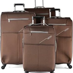 مجموعة شنط سفر مرنة مكونة من 4 قطع من نيو تراك B417، طراز 2202/ بلون بني داكن, ب. بني، نايلون