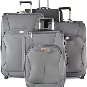 مجموعة شنط سفر مرنة مكونة من 4 قطع من نيو تراك B417، طراز 2205 بلون رمادي, رمادي، نايلون